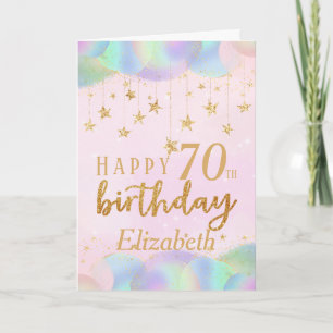 Glamorous 70th Birthday Gold Glitter Card