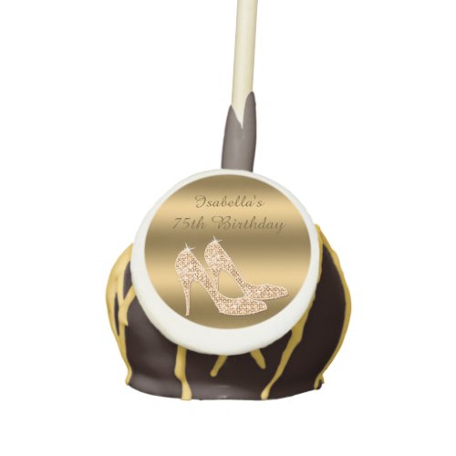 Glamorous 75th Birthday Gold Stilettos Cake Pops