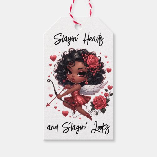 Glamorous African American Cupid Gift Tags