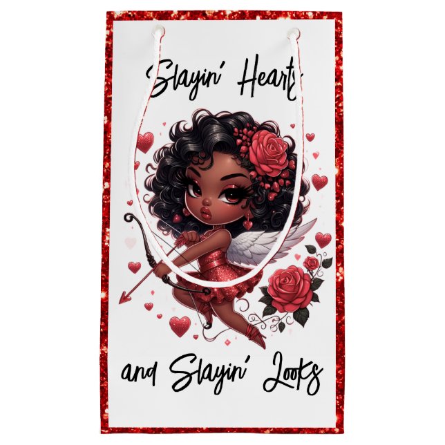 Glamorous African American Cupid Small Gift Bag (Front)