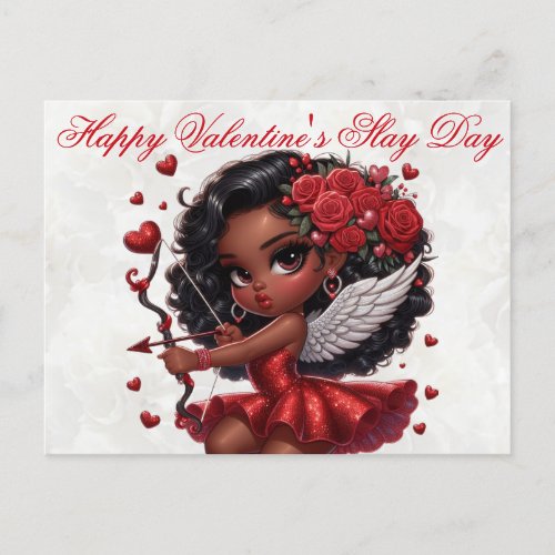 Glamorous African American Cupid Valentines Day  Postcard