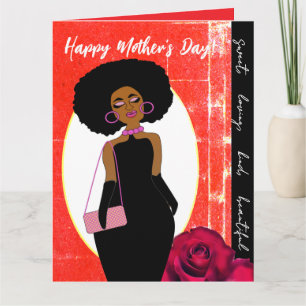 Glamorous African American Mother's Day Red Card