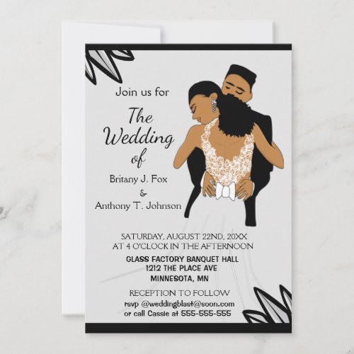 Glamorous African American Wedding Invitation