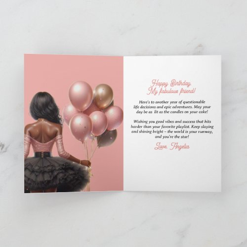 Glamorous African American Woman Pink Birthday