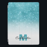 Glamorous Aqua Blue Glitter Sequin Ombre Monogram iPad Pro Cover<br><div class="desc">This chic and glamorous design is perfect for the trendy and stylish woman. It depicts a faux printed sparkly aqua blue glitter sequin and white ombre gradient. It's modern, girly, pretty, and cool. Just customize this design with your own personalized monogram family name and/or initial. ***IMPORTANT DESIGN NOTE: For any...</div>
