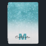 Glamorous Aqua Blue Glitter Sequin Ombre Monogram iPad Pro Cover<br><div class="desc">This chic and glamorous design is perfect for the trendy and stylish woman. It depicts a faux printed sparkly aqua blue glitter sequin and white ombre gradient. It's modern, girly, pretty, and cool. Just customize this design with your own personalized monogram family name and/or initial. ***IMPORTANT DESIGN NOTE: For any...</div>