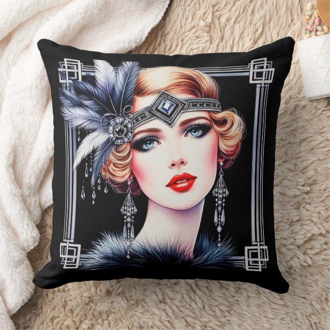  Glamorous Art Deco Flapper Cushion (Blanket)