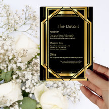 Glamorous Art Deco Gold Black Vintage Details Card