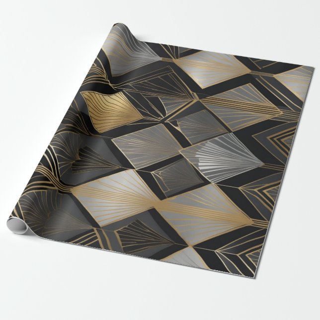 Glamorous Art Deco-inspired wrapping paper pattern (Unrolled)
