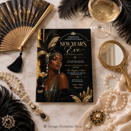 Glamorous Art Deco New Year's Eve Party Invitation