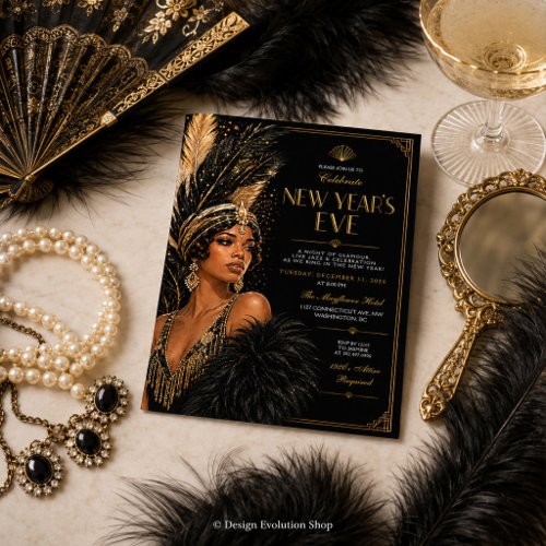 Glamorous Art Deco New Year's Eve Party Invitation
