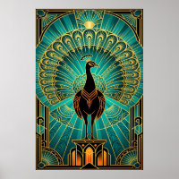 Glamorous Art Deco Peacock Teal & Gold