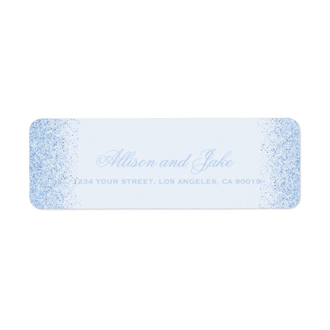 Glamorous Baby Blue Glitter Address Labels (Front)