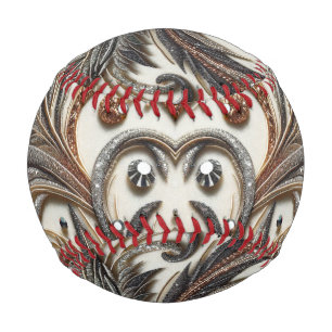 Glamorous Baroque Design with Glitter & Gemstones Baseball
