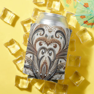 Glamorous Baroque Design with Glitter & Gemstones Can Cooler