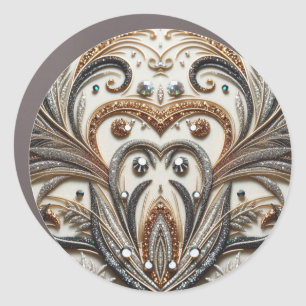 Glamorous Baroque Design with Glitter & Gemstones Car Magnet