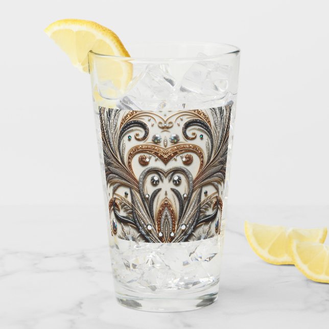 Glamorous Baroque Design with Glitter & Gemstones Glass (Front Ice)