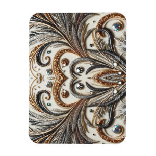 Glamorous Baroque Design with Glitter & Gemstones Magnet
