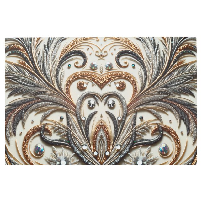 Glamorous Baroque Design with Glitter & Gemstones Metal Print (Front)