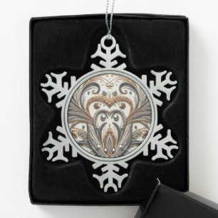 Glamorous Baroque Design with Glitter & Gemstones Snowflake Pewter Christmas Ornament