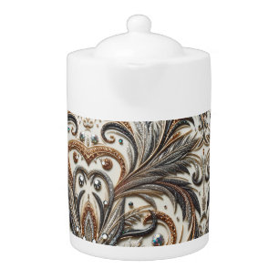 Glamorous Baroque Design with Glitter & Gemstones Teapot