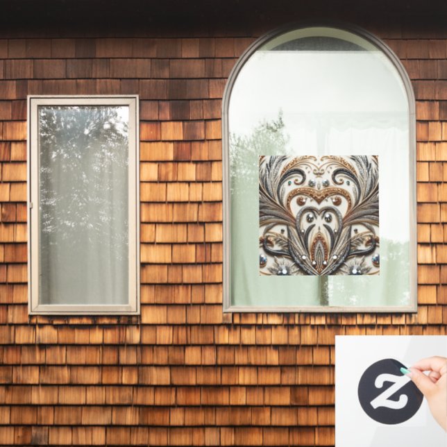 Glamorous Baroque Design with Glitter & Gemstones Window Cling (Home Window)