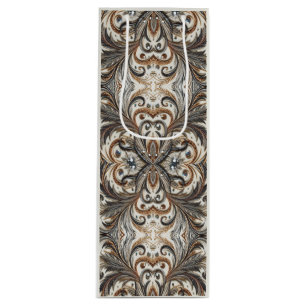 Glamorous Baroque Design with Glitter & Gemstones Wine Gift Bag