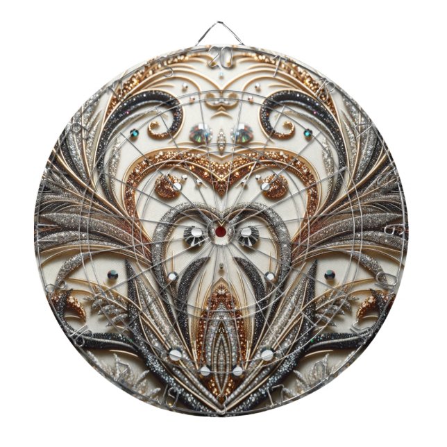 Glamorous Baroque Ornament with Gemstone Elegance Dart Board (Front)
