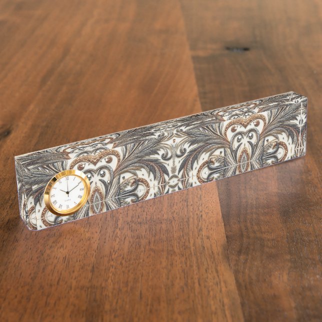 Glamorous Baroque Ornament with Gemstone Elegance Desk Name Plate (Side)