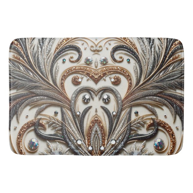 Glamorous Baroque with Glitter & Gemstones Bath Mat (Front)