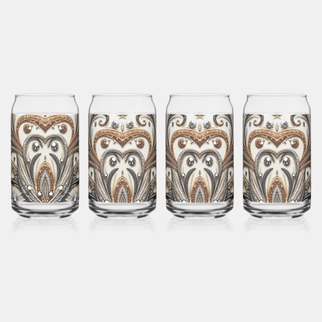 Glamorous Baroque with Glitter & Gemstones  Can Glass (Left)