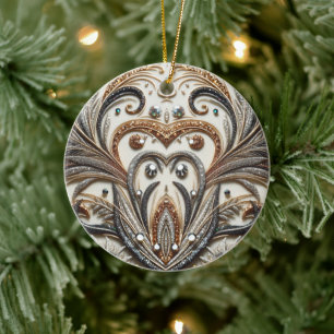 Glamorous Baroque with Glitter & Gemstones  Ceramic Ornament