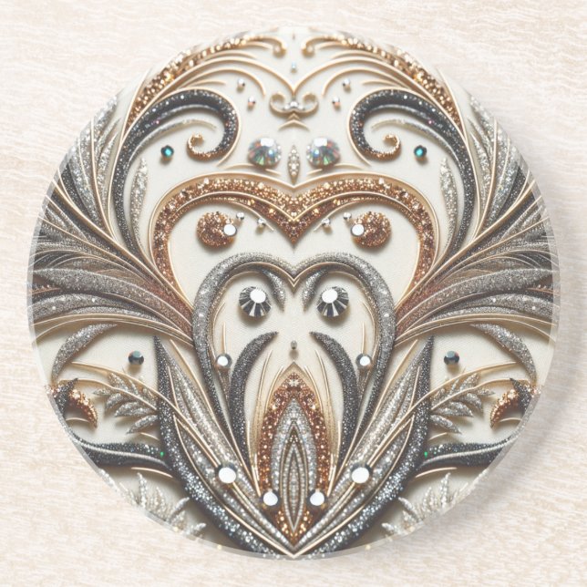 Glamorous Baroque with Glitter & Gemstones  Coaster (Front)