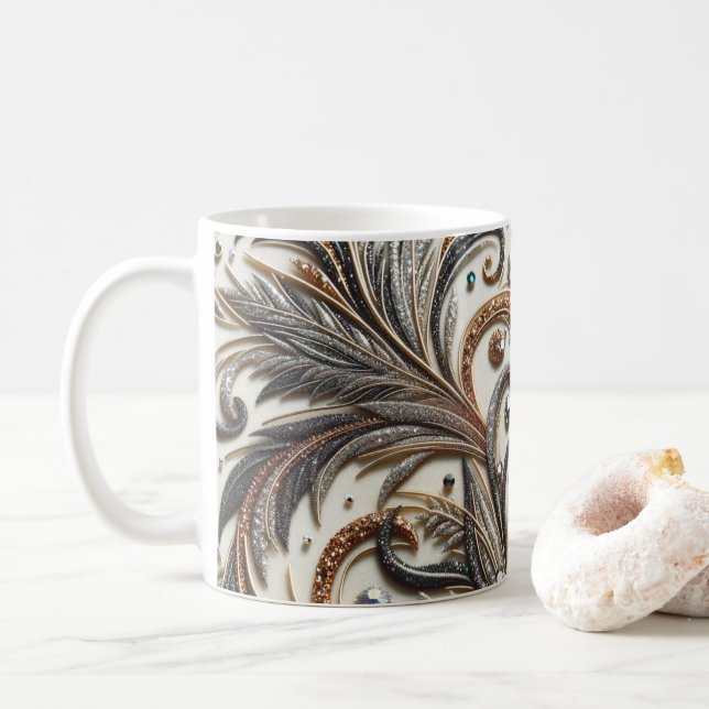 Glamorous Baroque with Glitter & Gemstones Coffee Mug (With Donut)