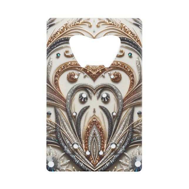 Glamorous Baroque with Glitter & Gemstones  Credit Card Bottle Opener (Front)