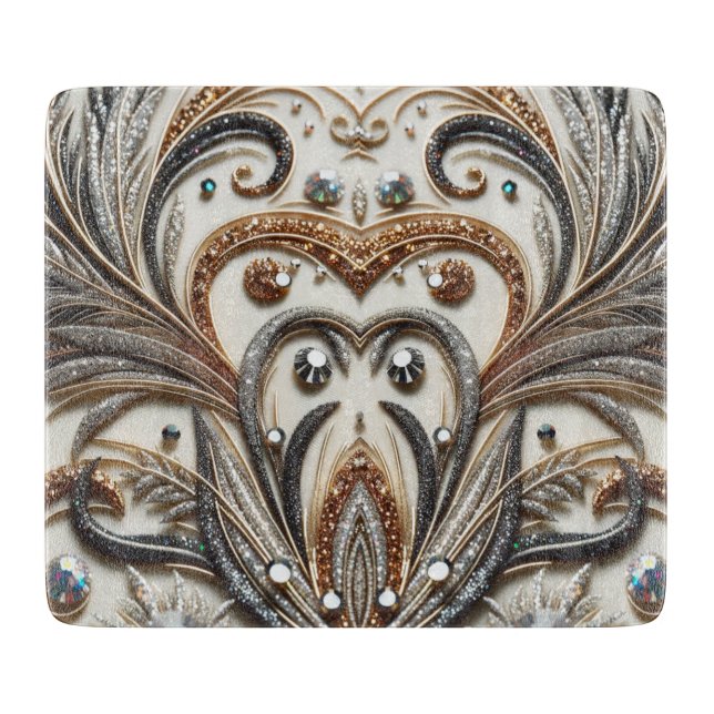 Glamorous Baroque with Glitter & Gemstones  Cutting Board (Front)