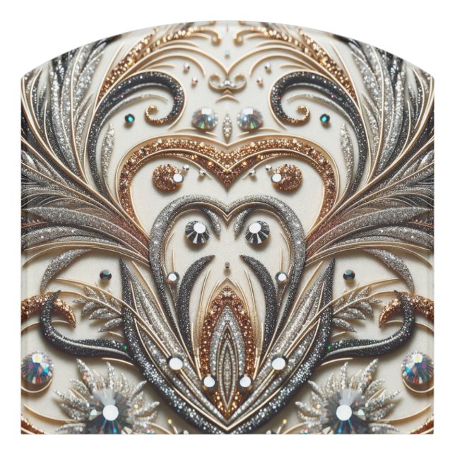 Glamorous Baroque with Glitter & Gemstones Door Sign (Contour Front)