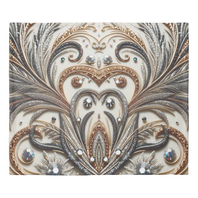 Glamorous Baroque with Glitter & Gemstones Duvet Cover (Front)