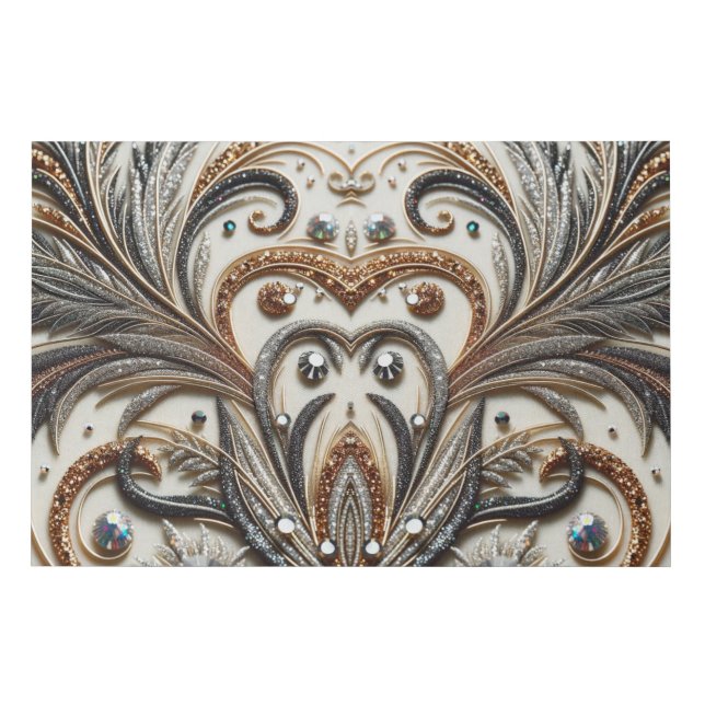 Glamorous Baroque with Glitter & Gemstones  Faux Canvas Print (Front)