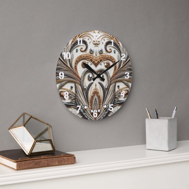 Glamorous Baroque with Glitter & Gemstones – Glitt Large Clock (Office)