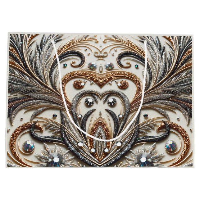 Glamorous Baroque with Glitter & Gemstones  Large Gift Bag (Back)