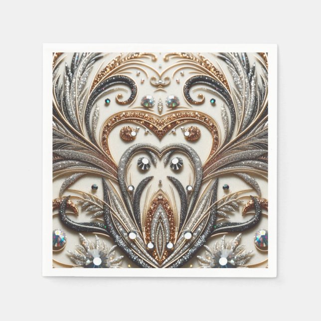 Glamorous Baroque with Glitter & Gemstones  Napkins (Front)