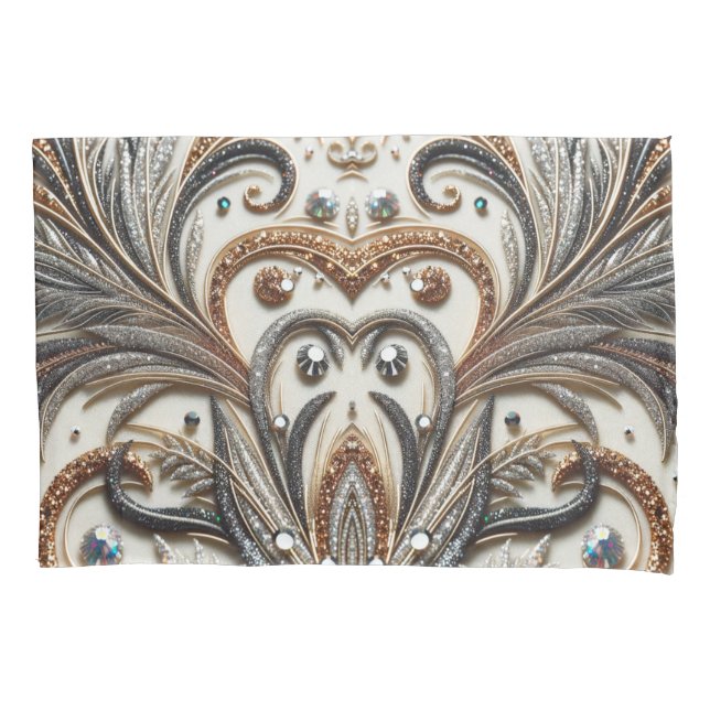 Glamorous Baroque with Glitter & Gemstones  Pillow Case (Front)