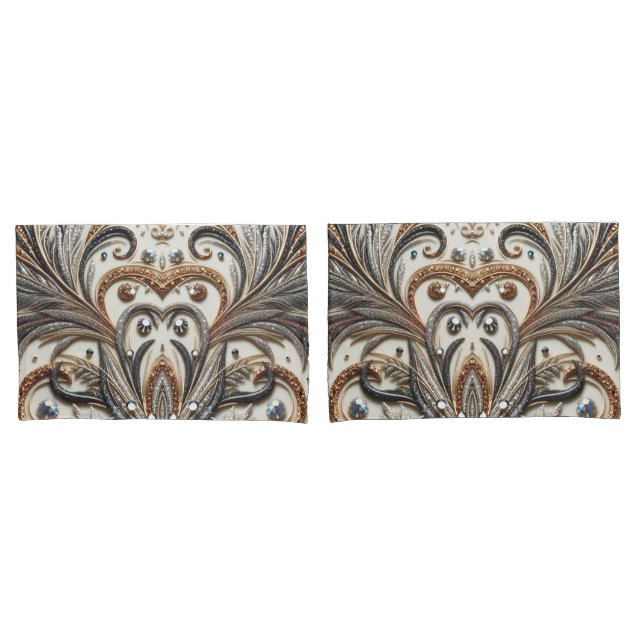 Glamorous Baroque with Glitter & Gemstones Pillow Case (Front-Set)