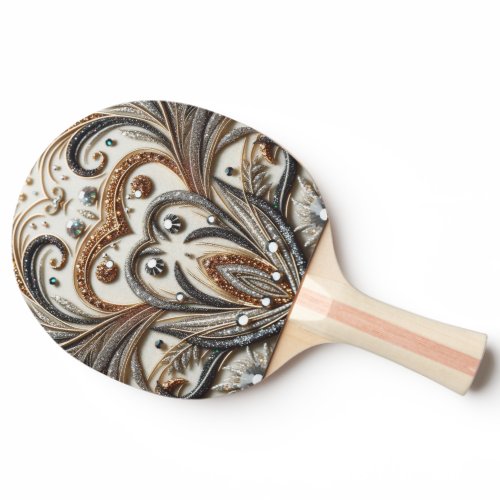 Glamorous Baroque with Glitter &amp; Gemstones  Ping Pong Paddle
