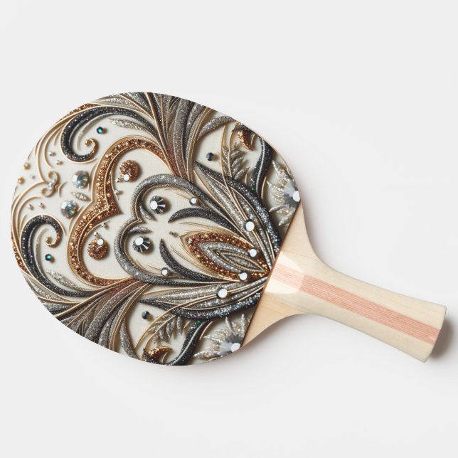 Glamorous Baroque with Glitter & Gemstones  Ping Pong Paddle (Side)