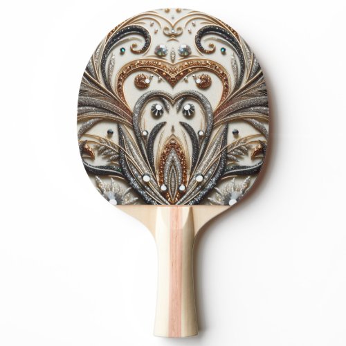 Glamorous Baroque with Glitter &amp; Gemstones Ping Pong Paddle