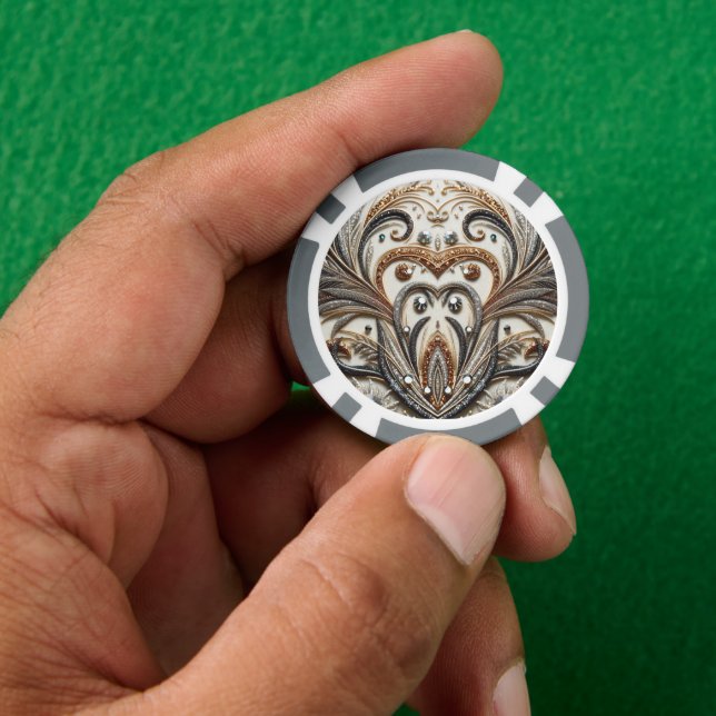 Glamorous Baroque with Glitter & Gemstones  Poker Chips (Hand)