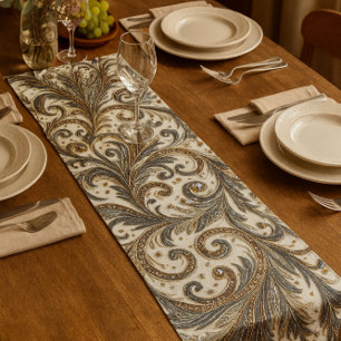 Glamorous Baroque with Glitter & Gemstones  Short Table Runner