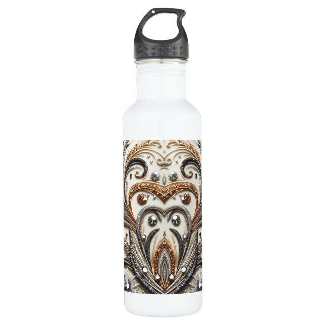 Glamorous Baroque with Glitter & Gemstones Stainless Steel Water Bottle (Front)